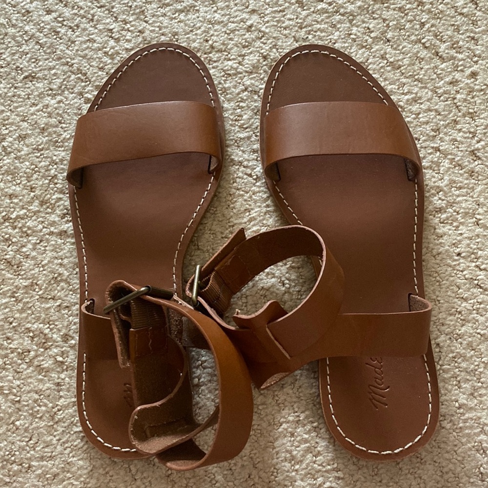 Madewell Brown Leather Ankle Strap Sandals